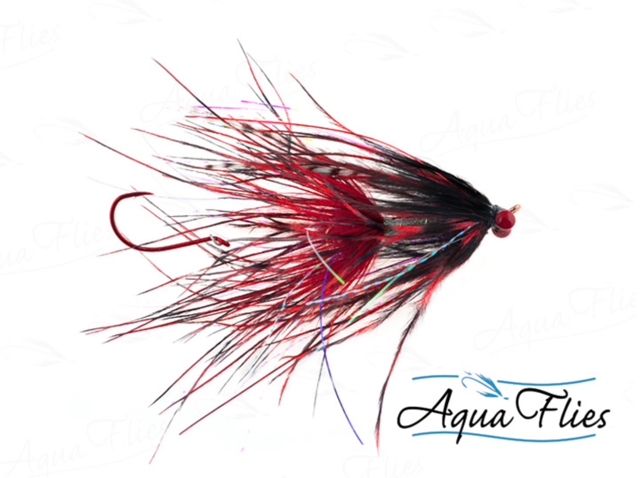 Aqua Flies Stu's Barred Ostrich Intruder - Red/Black